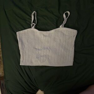 Good American Ribbed Knit Crop Top - glass blue